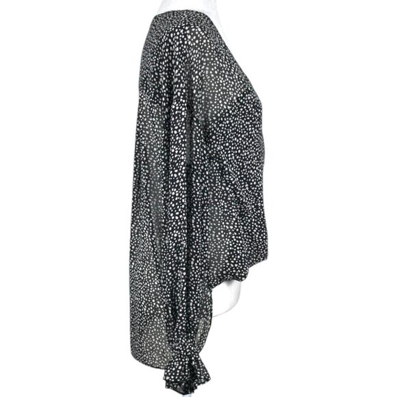 ALLSAINTS Penny Splash Top Size Small Black White Polka Dot Wrap Blouse - Picture 5 of 15